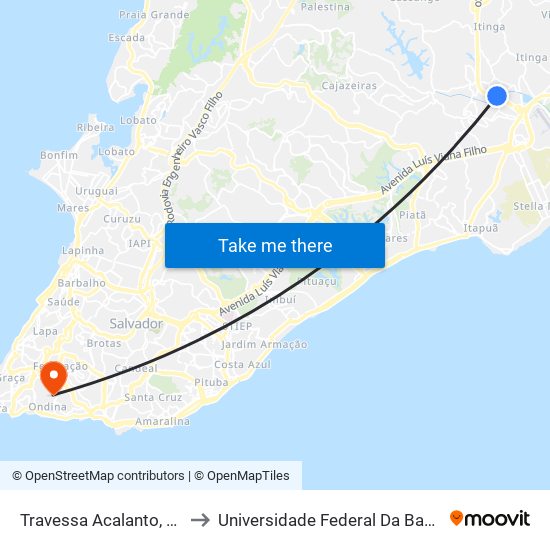 Travessa Acalanto, 26 to Universidade Federal Da Bahia map