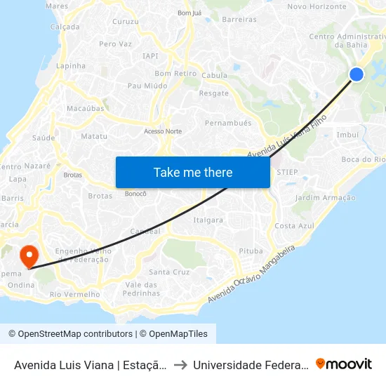 Avenida Luis Viana | Estação Cab - Volta to Universidade Federal Da Bahia map