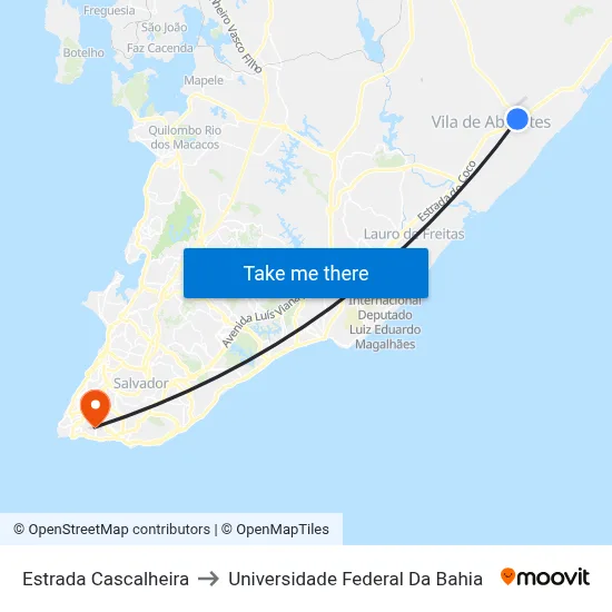 Estrada Cascalheira to Universidade Federal Da Bahia map