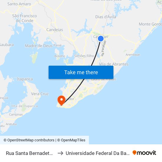 Rua Santa Bernadete, 5 to Universidade Federal Da Bahia map