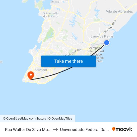 Rua Walter Da Silva Maia, 16 to Universidade Federal Da Bahia map