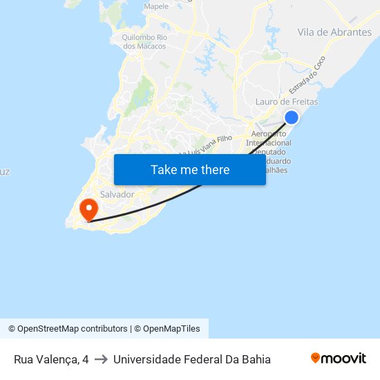 Rua Valença, 4 to Universidade Federal Da Bahia map