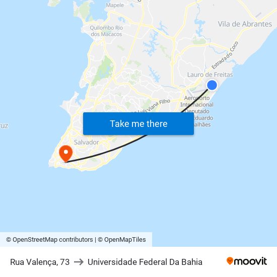 Rua Valença, 73 to Universidade Federal Da Bahia map