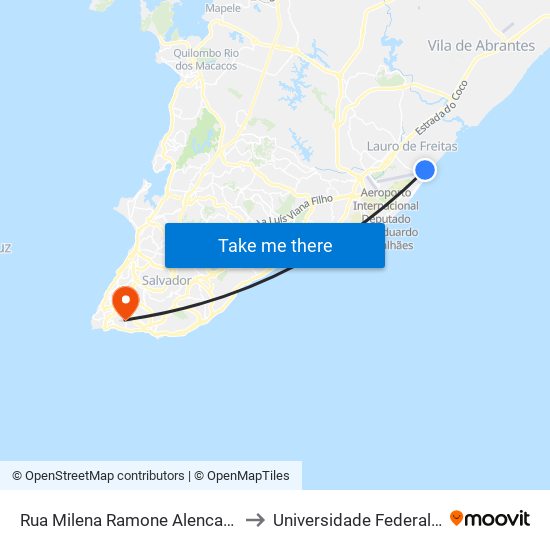 Rua Milena Ramone Alencar Ramos, 19 to Universidade Federal Da Bahia map