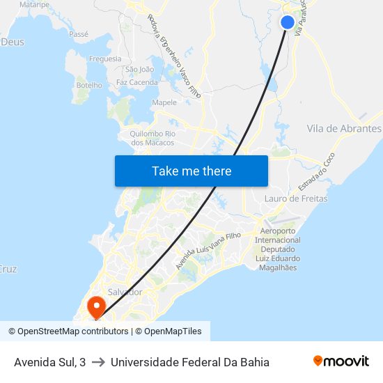 Avenida Sul, 3 to Universidade Federal Da Bahia map