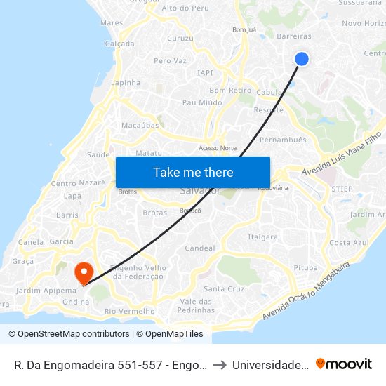 R. Da Engomadeira 551-557 - Engomadeira Salvador - Ba 41200-005 Brasil to Universidade Federal Da Bahia map