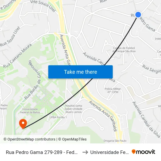 Rua Pedro Gama 279-289 - Federação Salvador - Ba Brasil to Universidade Federal Da Bahia map