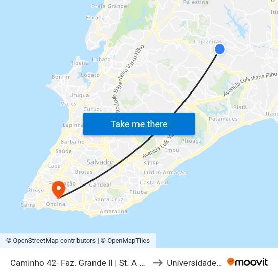 Caminho 42- Faz. Grande II | St. A 2 - Fazenda Grande 2 Salvador - Ba Brasil to Universidade Federal Da Bahia map