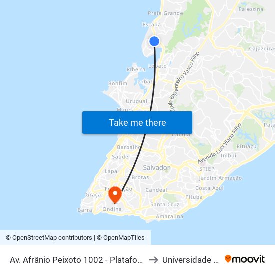 Av. Afrânio Peixoto 1002 - Plataforma Salvador - Ba 40717-140 Brasil to Universidade Federal Da Bahia map