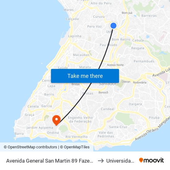 Avenida General San Martin 89 Fazenda Grande Do Retiro Salvador - Ba 40342-030 Brasil to Universidade Federal Da Bahia map