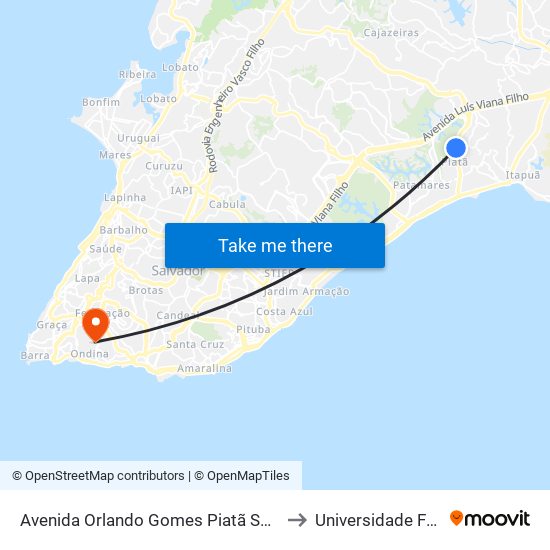Avenida Orlando Gomes Piatã Salvador - Ba 41613-068 Brasil to Universidade Federal Da Bahia map