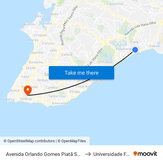 Avenida Orlando Gomes Piatã Salvador - Ba 41650-010 Brasil to Universidade Federal Da Bahia map