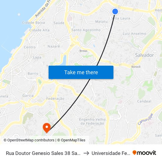 Rua Doutor Genesio Sales 38 Salvador - Bahia 40243 Brasil to Universidade Federal Da Bahia map