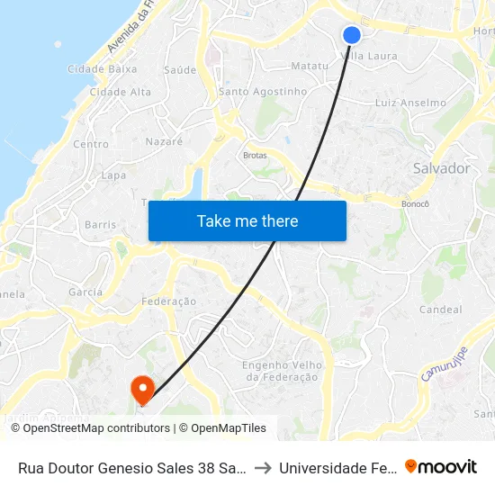 Rua Doutor Genesio Sales 38 Salvador - Bahia 40243 Brasil to Universidade Federal Da Bahia map