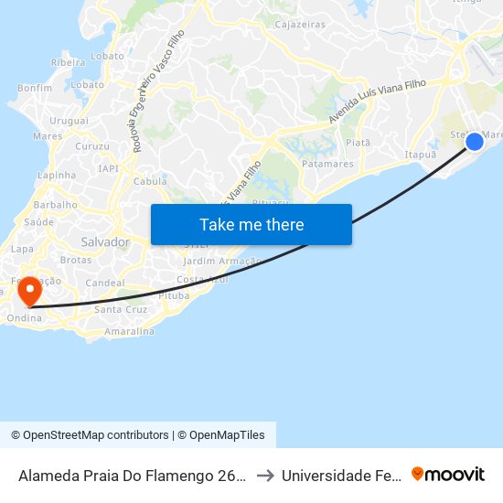 Alameda Praia Do Flamengo 2641 Salvador - Bahia Brasil to Universidade Federal Da Bahia map
