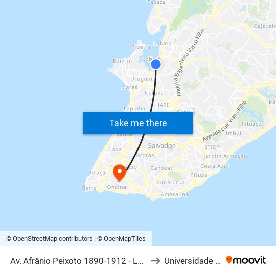 Av. Afrânio Peixoto 1890-1912 - Lobato Salvador - Ba 40470-630 Brasil to Universidade Federal Da Bahia map