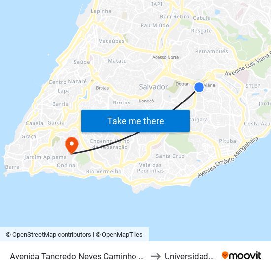 Avenida Tancredo Neves Caminho Das Árvores Salvador - Ba 41820-021 Brasil to Universidade Federal Da Bahia map