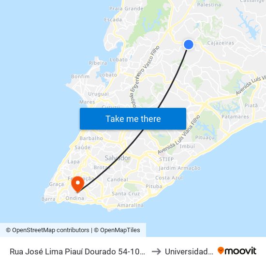 Rua José Lima Piauí Dourado 54-108 - Castelo Branco Salvador - Ba 41321-505 Brasil to Universidade Federal Da Bahia map