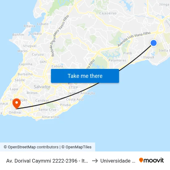 Av. Dorival Caymmi 2222-2396 - Itapuã Salvador - Ba 41635-152 Brasil to Universidade Federal Da Bahia map