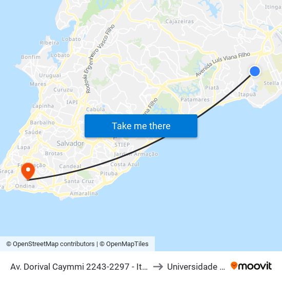 Av. Dorival Caymmi 2243-2297 - Itapuã Salvador - Ba 41635-152 Brasil to Universidade Federal Da Bahia map