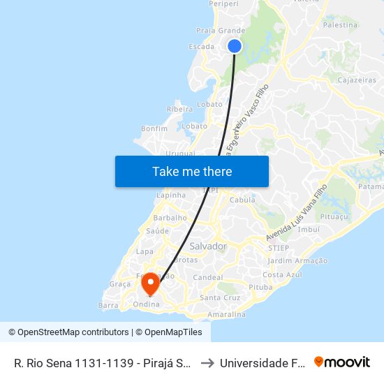 R. Rio Sena 1131-1139 - Pirajá Salvador - Ba 40715-500 Brasil to Universidade Federal Da Bahia map