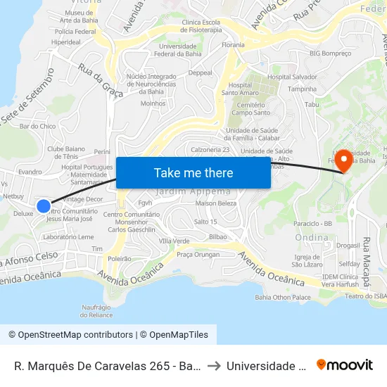R. Marquês De Caravelas 265 - Barra Salvador - Ba 40140-240 Brasil to Universidade Federal Da Bahia map