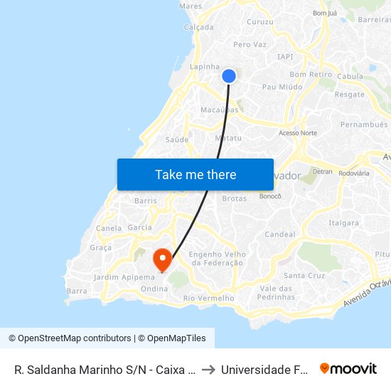 R. Saldanha Marinho S/N - Caixa D Agua Salvador - Ba Brasil to Universidade Federal Da Bahia map