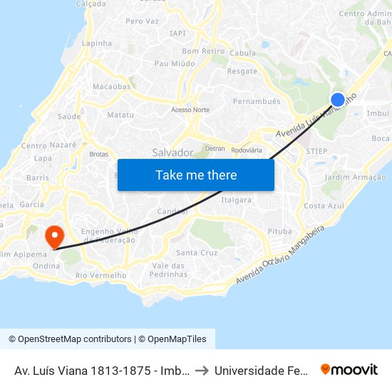 Av. Luís Viana 1813-1875 - Imbuí Salvador - Ba Brasil to Universidade Federal Da Bahia map