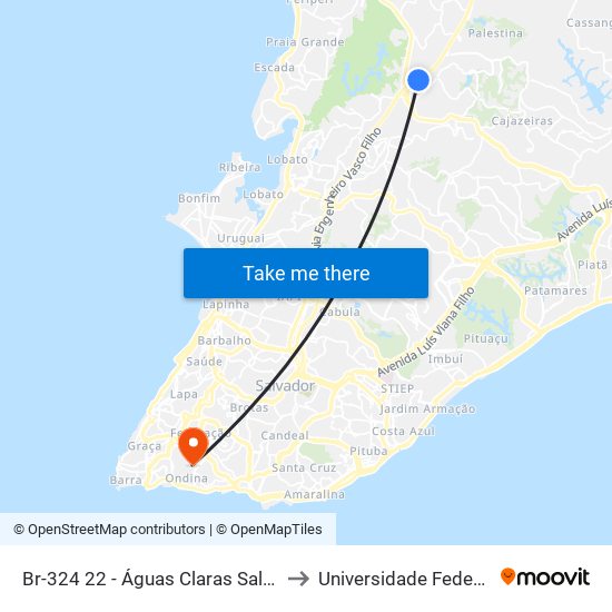 Br-324 22 - Águas Claras Salvador - Ba Brasil to Universidade Federal Da Bahia map
