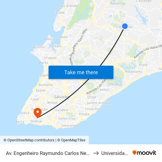 Av. Engenheiro Raymundo Carlos Nery - Fazenda Grande 2 Salvador - Ba 41340-050 Brasil to Universidade Federal Da Bahia map