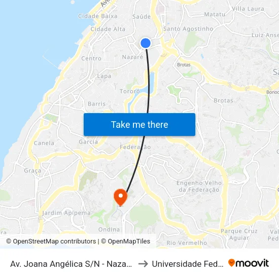 Av. Joana Angélica S/N - Nazaré Salvador - Ba Brasil to Universidade Federal Da Bahia map