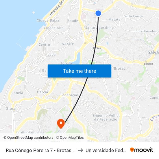 Rua Cônego Pereira 7 - Brotas Salvador - Ba Brasil to Universidade Federal Da Bahia map