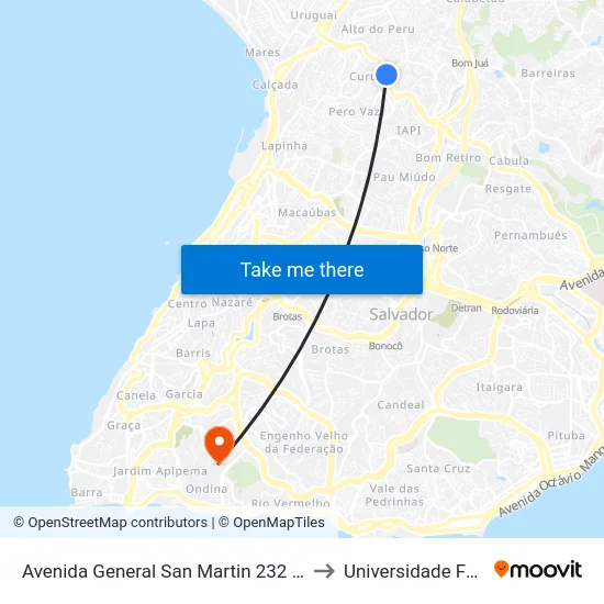 Avenida General San Martin 232 - Curuzu Salvador - Ba Brasil to Universidade Federal Da Bahia map