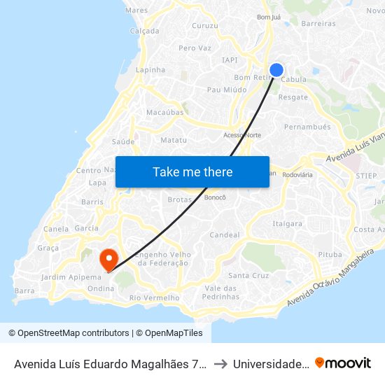 Avenida Luís Eduardo Magalhães 716-910 - São Goncalo Salvador - Ba Brasil to Universidade Federal Da Bahia map