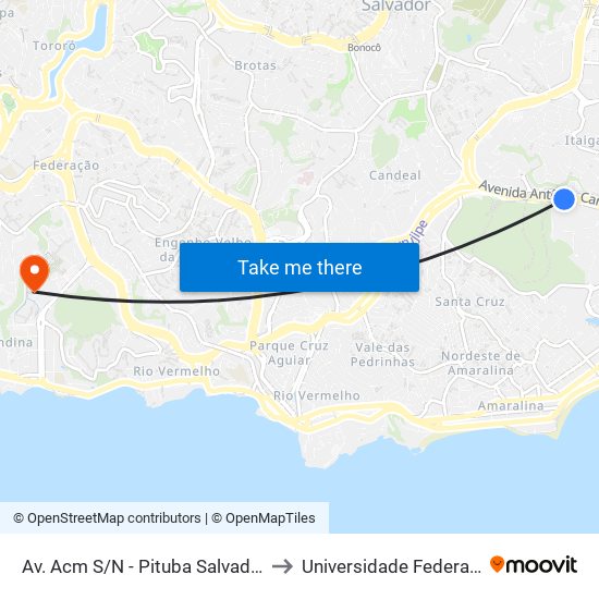 Av. Acm S/N - Pituba Salvador - Ba Brasil to Universidade Federal Da Bahia map