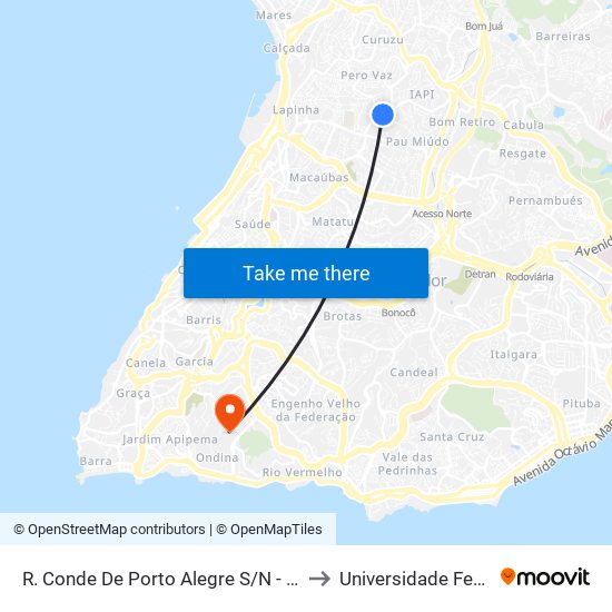 R. Conde De Porto Alegre S/N - Iapi Salvador - Ba Brasil to Universidade Federal Da Bahia map