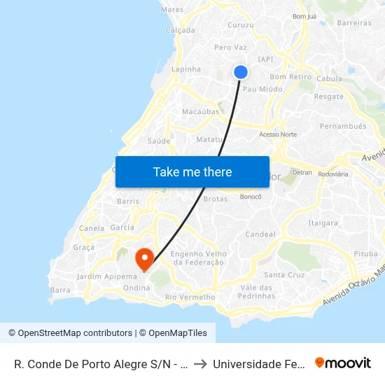 R. Conde De Porto Alegre S/N - Iapi Salvador - Ba Brasil to Universidade Federal Da Bahia map