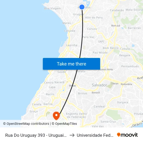 Rua Do Uruguay 393 - Uruguai Salvador - Ba Brasil to Universidade Federal Da Bahia map