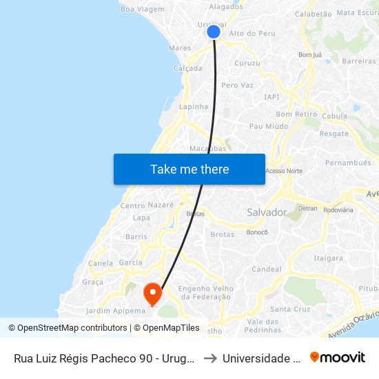 Rua Luiz Régis Pacheco 90 - Uruguai Salvador - Ba 40451-360 Brasil to Universidade Federal Da Bahia map