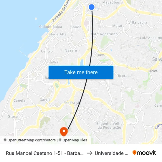 Rua Manoel Caetano 1-51 - Barbalho Salvador - Ba 40301-080 Brasil to Universidade Federal Da Bahia map