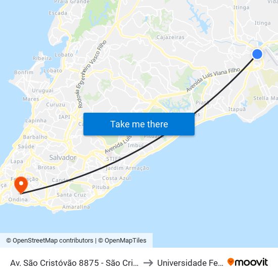 Av. São Cristóvão 8875 - São Cristóvão Salvador - Ba Brasil to Universidade Federal Da Bahia map