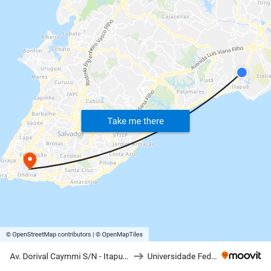 Av. Dorival Caymmi S/N - Itapuã Salvador - Ba Brazil to Universidade Federal Da Bahia map