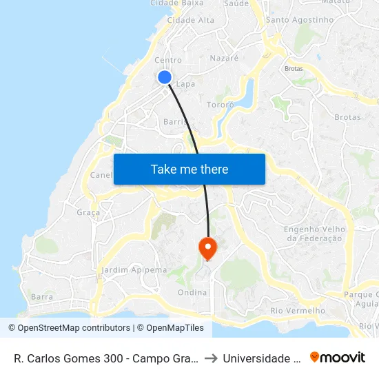 R. Carlos Gomes 300 - Campo Grande Salvador - Ba 40060-330 Brazil to Universidade Federal Da Bahia map
