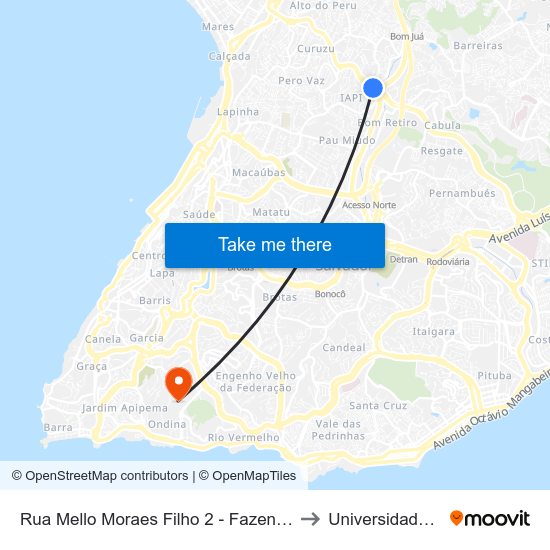 Rua Mello Moraes Filho 2 - Fazenda Grande Do Retiro Salvador - Ba Brasil to Universidade Federal Da Bahia map