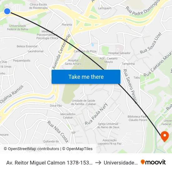 Av. Reitor Miguel Calmon 1378-1538 - Canela Salvador - Ba 40231-300 Brazil to Universidade Federal Da Bahia map