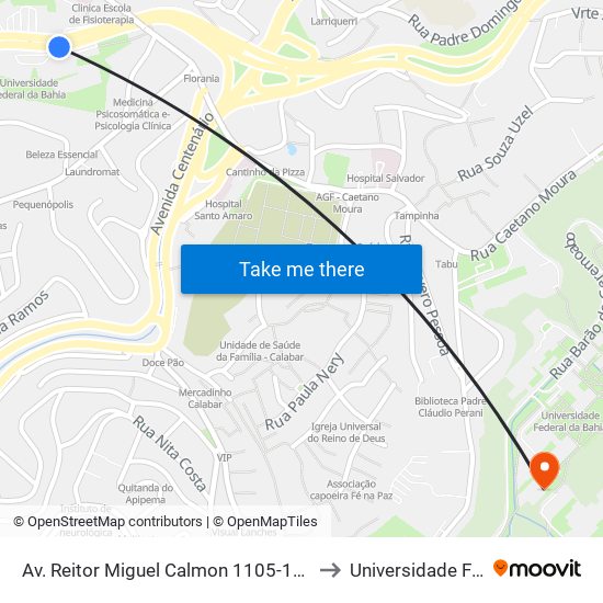 Av. Reitor Miguel Calmon 1105-1385 - Canela Salvador - Ba Brazil to Universidade Federal Da Bahia map