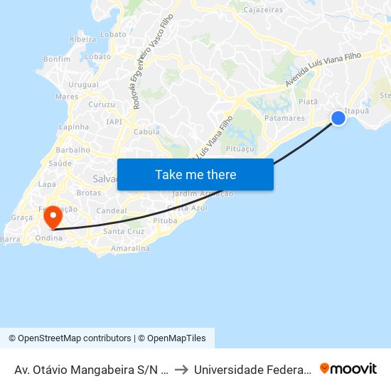 Av. Otávio Mangabeira S/N Bahia Brasil to Universidade Federal Da Bahia map