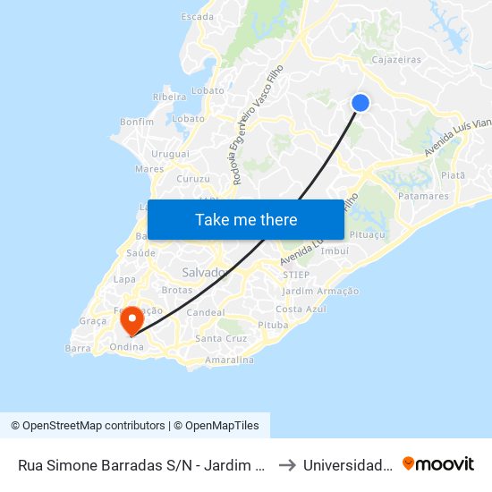 Rua Simone Barradas S/N - Jardim Nova Esperanca Salvador - Ba 41388-125 Brasil to Universidade Federal Da Bahia map