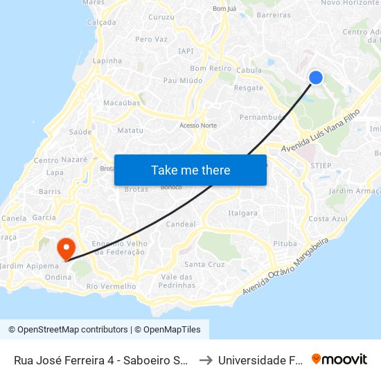 Rua José Ferreira 4 - Saboeiro Salvador - Ba 41180-475 Brasil to Universidade Federal Da Bahia map