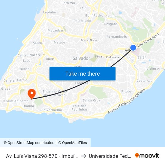 Av. Luís Viana 298-570 - Imbuí Salvador - Ba Brasil to Universidade Federal Da Bahia map